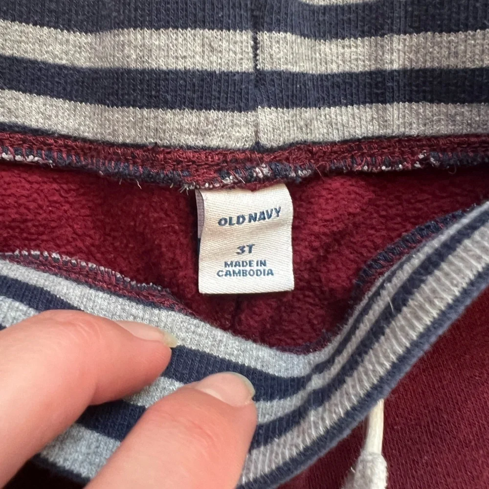 Old Navy Burgundy Kids Joggers with Striped Waistband